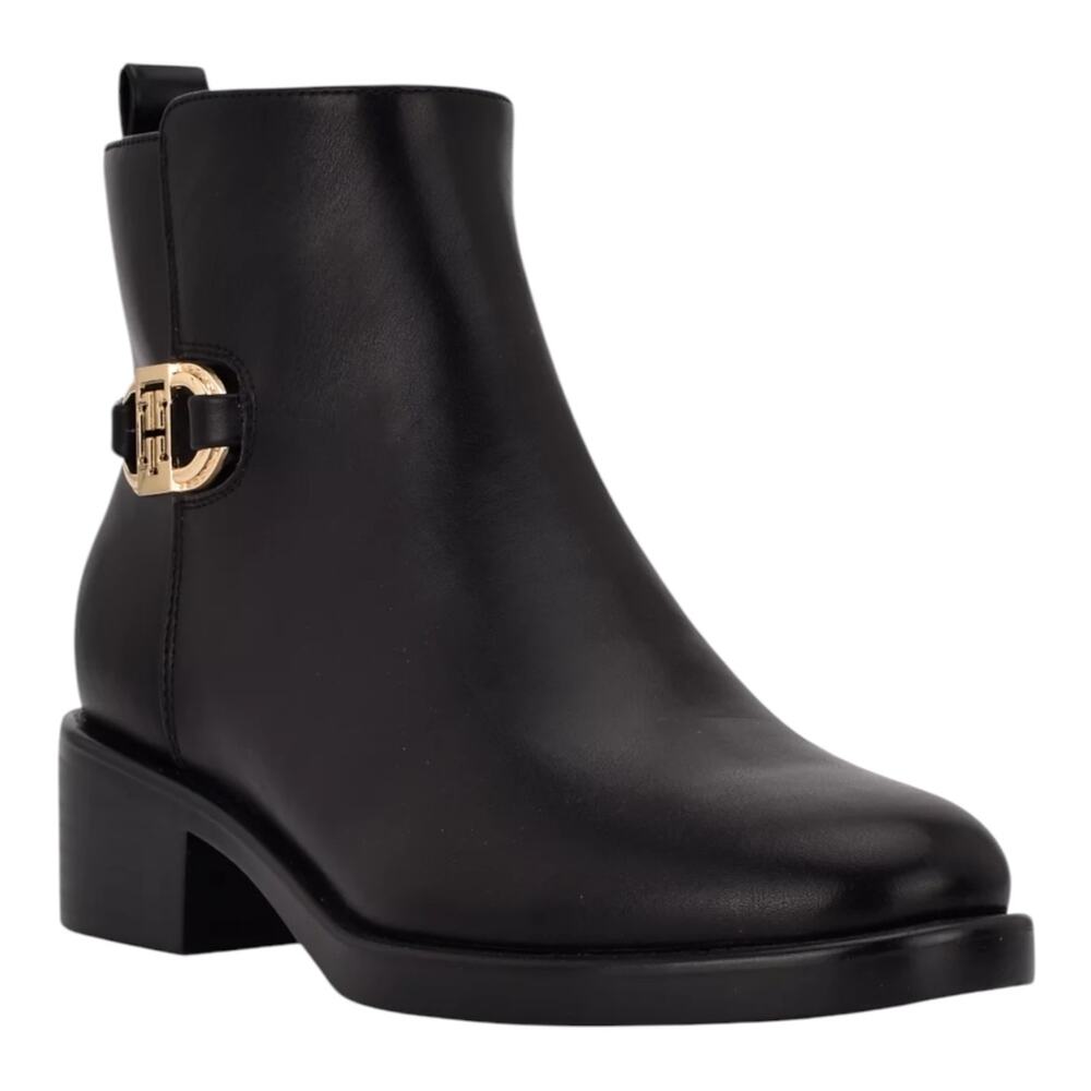 Tommy Hilfiger Women's Imiera Logo Strap Ankle Boots Black Size 5 1/2